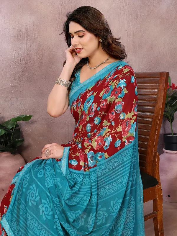 Georgette_Diamond_lace_Border_Saree_With_Unstitched_Blouse_Piece