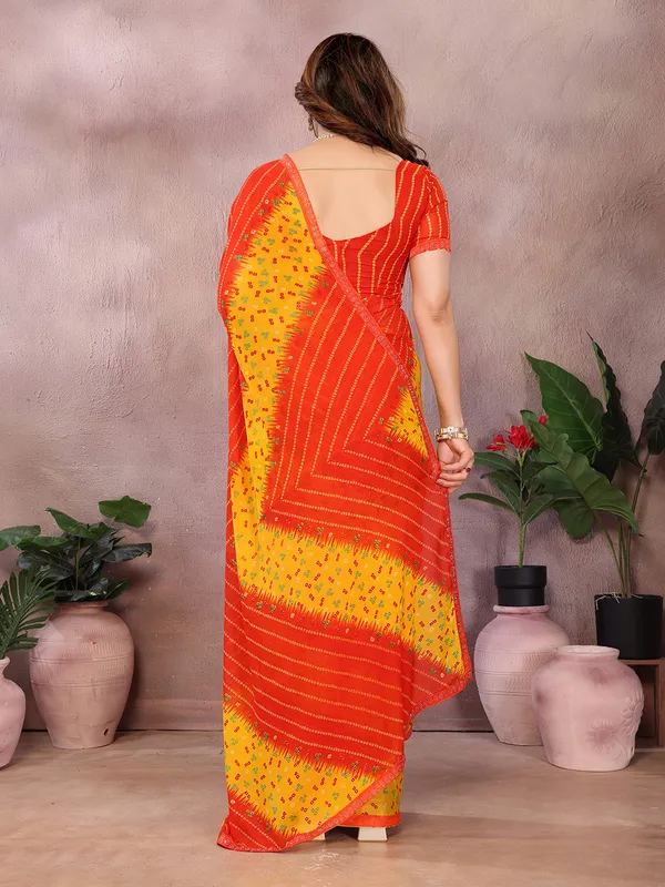 Bandhani_Print_Georgette_Diamond_Lace_Border_Saree_(Red)