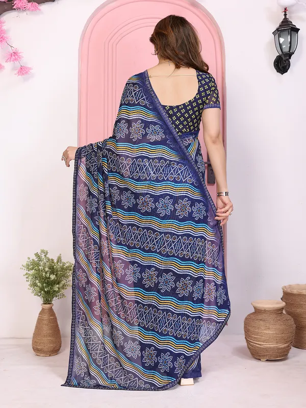 Bandhani_Print_Georgette_Diamond_Lace_Border_Saree_(Blue)