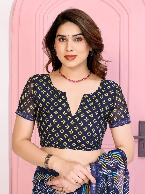 Bandhani_Print_Georgette_Diamond_Lace_Border_Saree_(Blue)