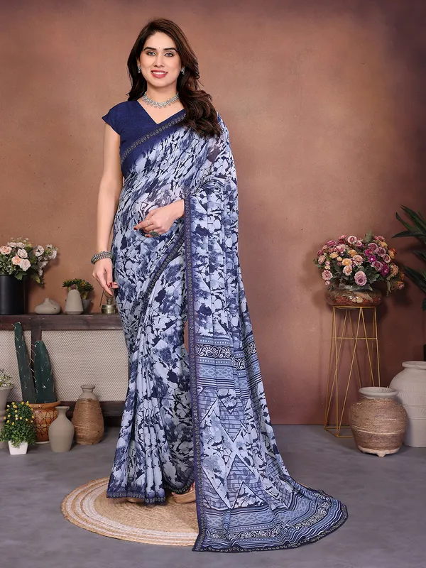 Printed_Lace_Border_Saree_With_UnStitched_Blouse_Piece_(BLUE)