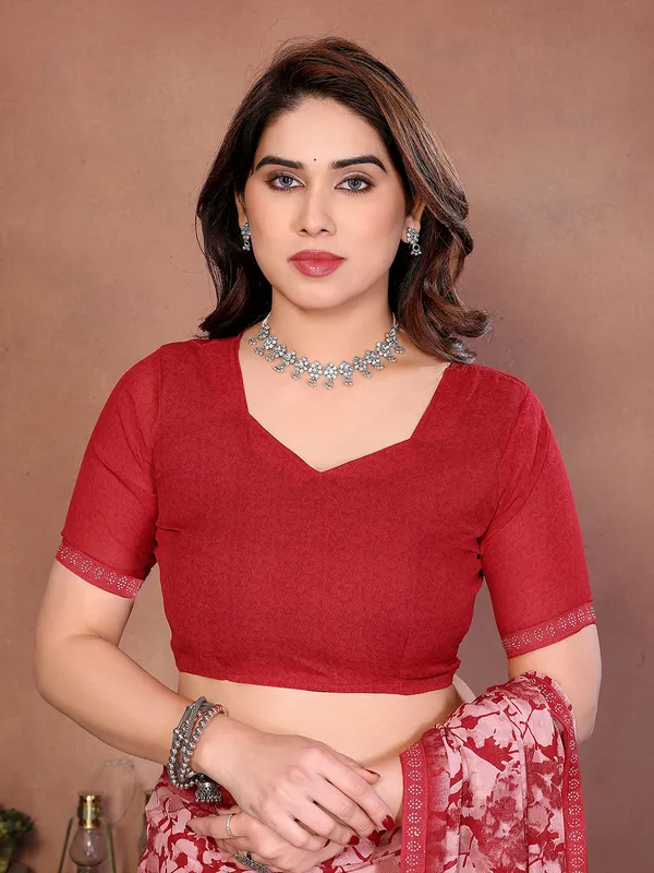 Printed_Lace_Border_Saree_With_UnStitched_Blouse_Piece_(RED)