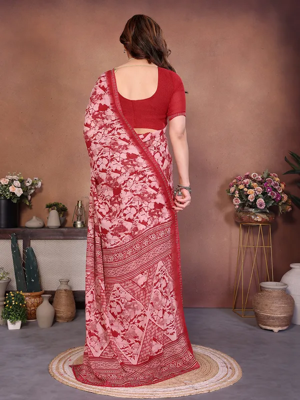 Printed_Lace_Border_Saree_With_UnStitched_Blouse_Piece_(RED)