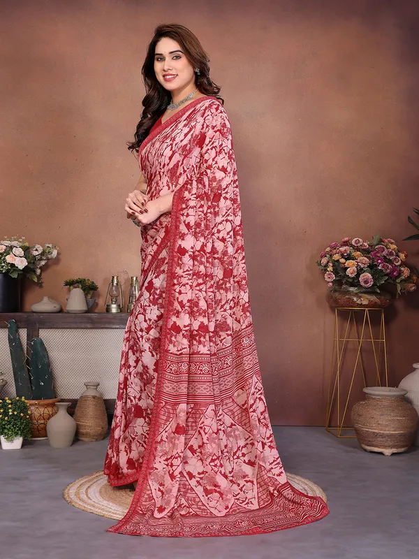 Printed_Lace_Border_Saree_With_UnStitched_Blouse_Piece_(RED)