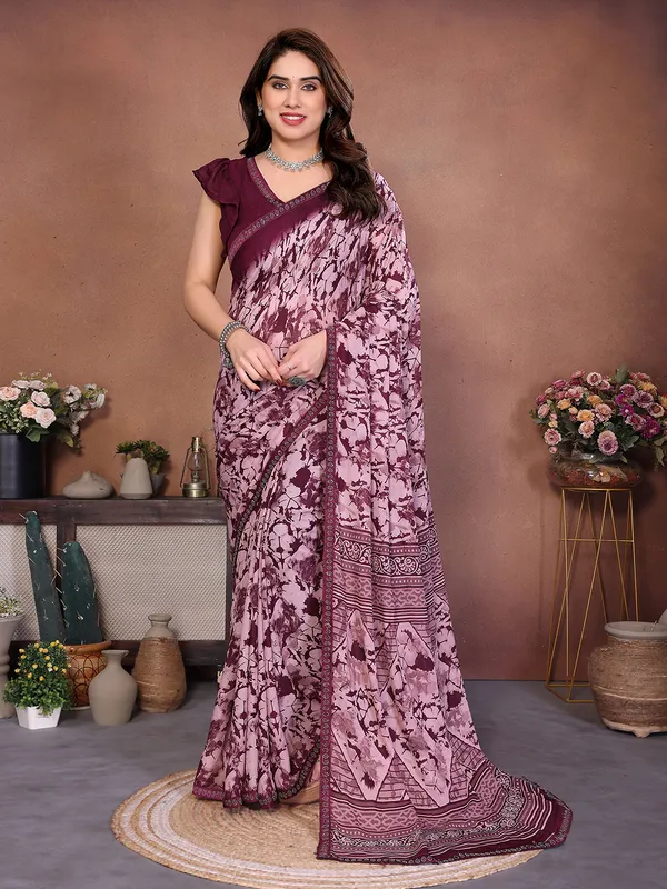 Printed_Lace_Border_Saree_With_UnStitched_Blouse_Piece_(WINE)