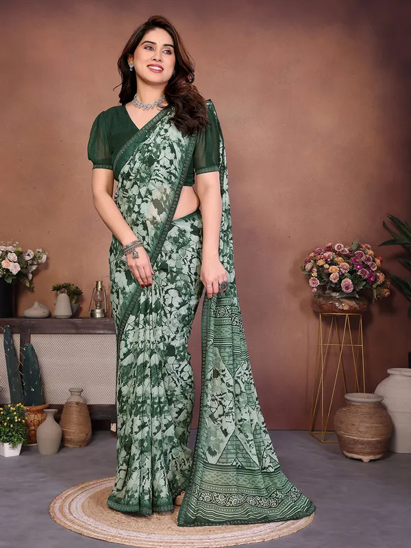 Printed_Lace_Border_Saree_With_UnStitched_Blouse_Piece_(GREEN)