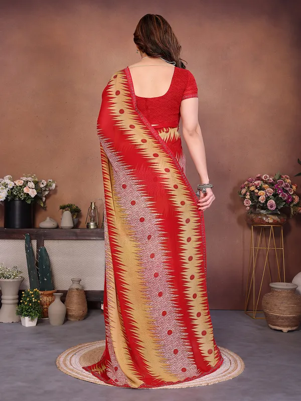Printed_Lace_Border_Saree_With_UnStitched_Blouse_Piece_(RED)