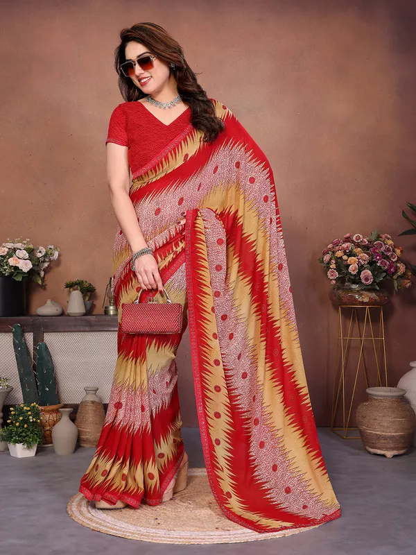Printed_Lace_Border_Saree_With_UnStitched_Blouse_Piece_(RED)