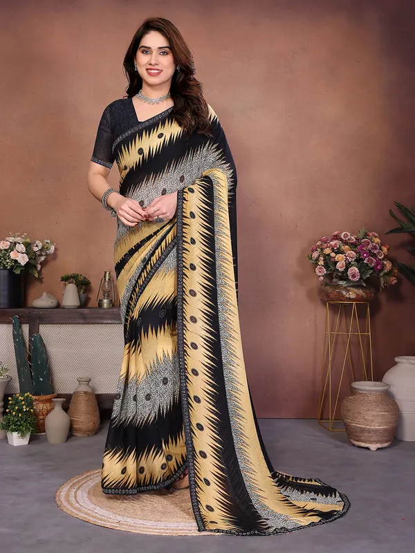 Printed_Lace_Border_Saree_With_UnStitched_Blouse_Piece_(BLACK)