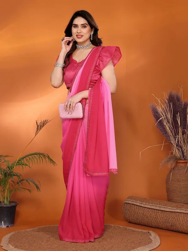 Georgette_Diamond_lace_Border_Saree_With_Unstitched_Blouse_Piece