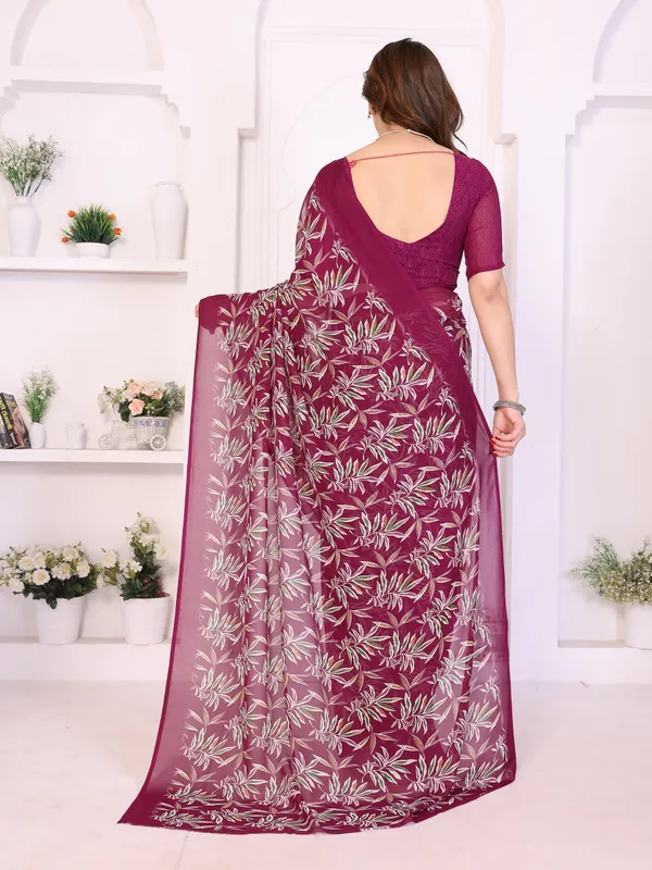 Floral_Print_Daily_Wear_Georgette_Saree_(Maroon)