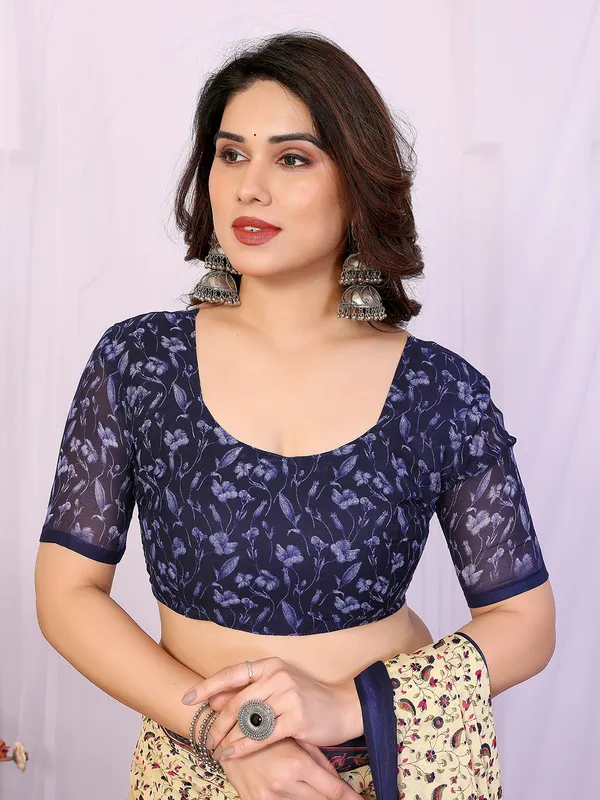 Printed_Georgette_Saree_With_UnStitched_Blouse_Piece_(BLUE)