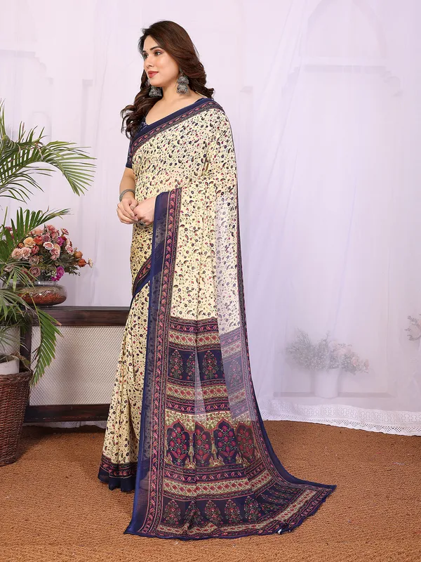 Printed_Georgette_Saree_With_UnStitched_Blouse_Piece_(BLUE)