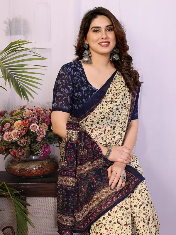 Printed_Georgette_Saree_With_UnStitched_Blouse_Piece_(BLUE)