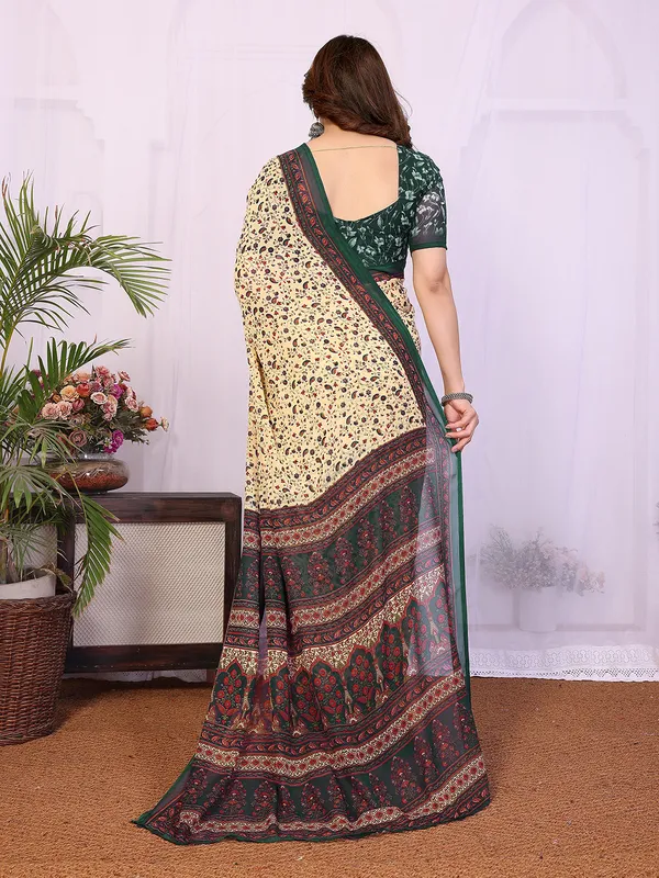 Printed_Georgette_Saree_With_UnStitched_Blouse_Piece_(GREEN)
