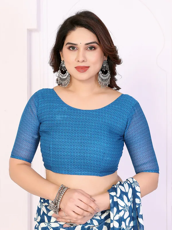 Printed_Georgette_Saree_With_UnStitched_Blouse_Piece_(BLUE)