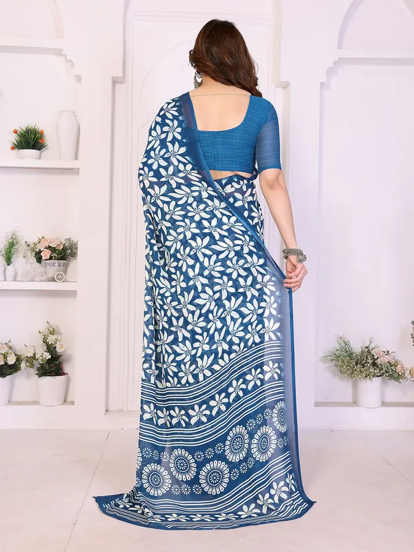 Printed_Georgette_Saree_With_UnStitched_Blouse_Piece_(BLUE)
