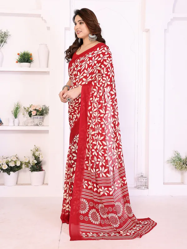 Printed_Georgette_Saree_With_UnStitched_Blouse_Piece_(RED)