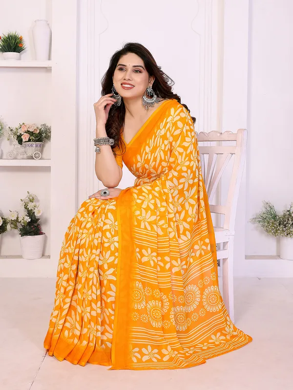 Printed_Georgette_Saree_With_UnStitched_Blouse_Piece_(YELLOW)