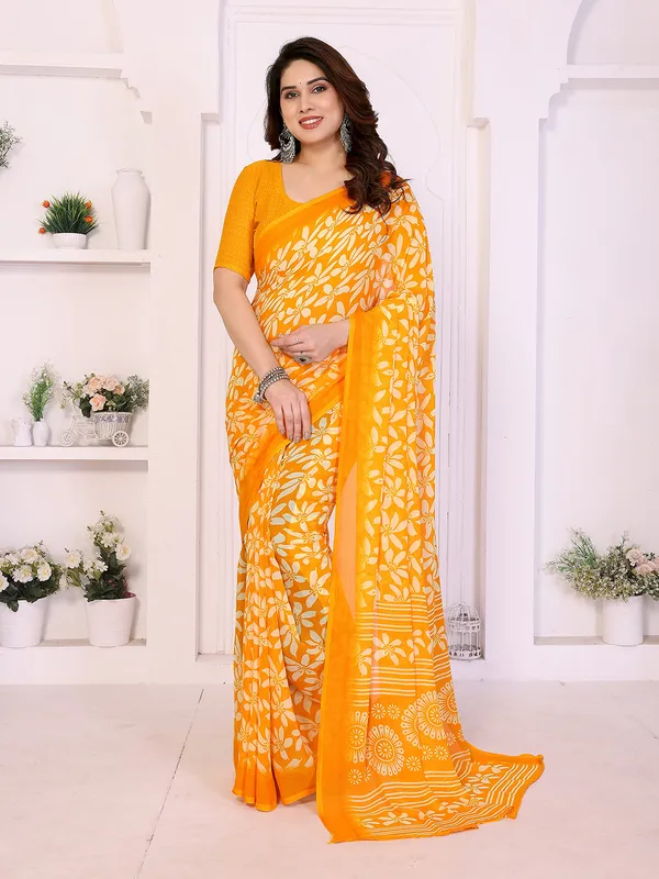 Printed_Georgette_Saree_With_UnStitched_Blouse_Piece_(YELLOW)