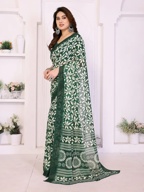 Printed_Georgette_Saree_With_UnStitched_Blouse_Piece_(GREEN)