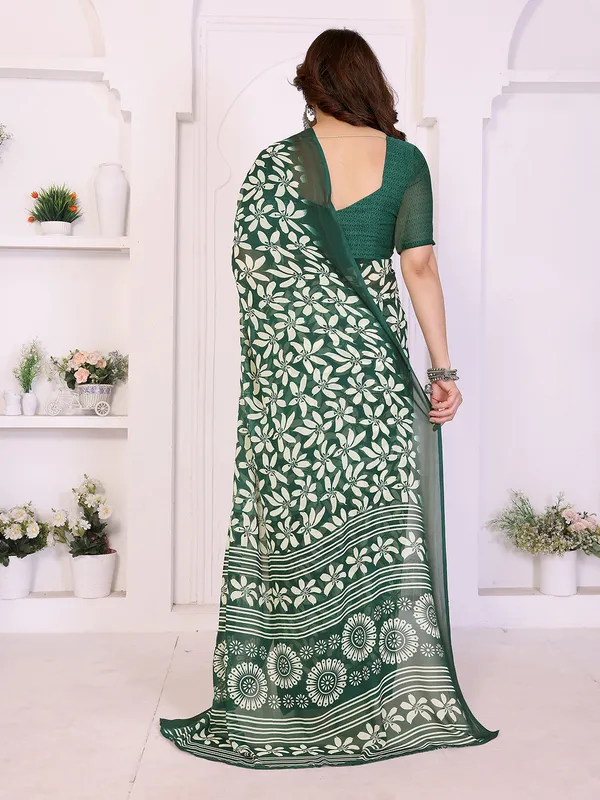 Printed_Georgette_Saree_With_UnStitched_Blouse_Piece_(GREEN)