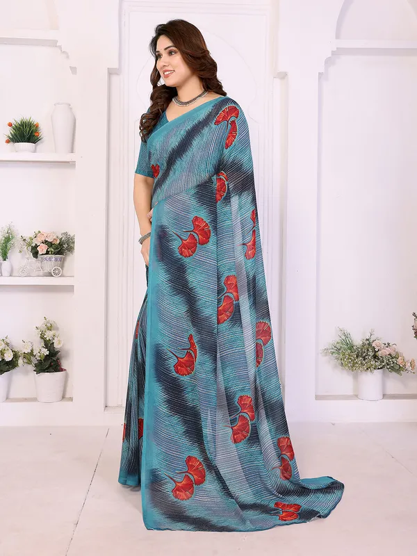Printed_Georgette_Saree_With_UnStitched_Blouse_Piece_(BLUE)