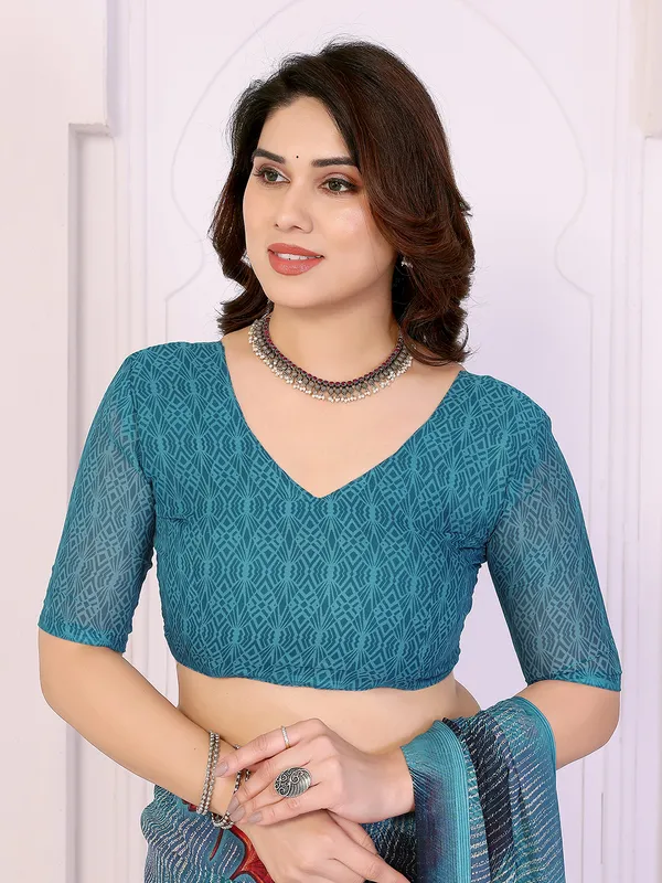 Printed_Georgette_Saree_With_UnStitched_Blouse_Piece_(BLUE)
