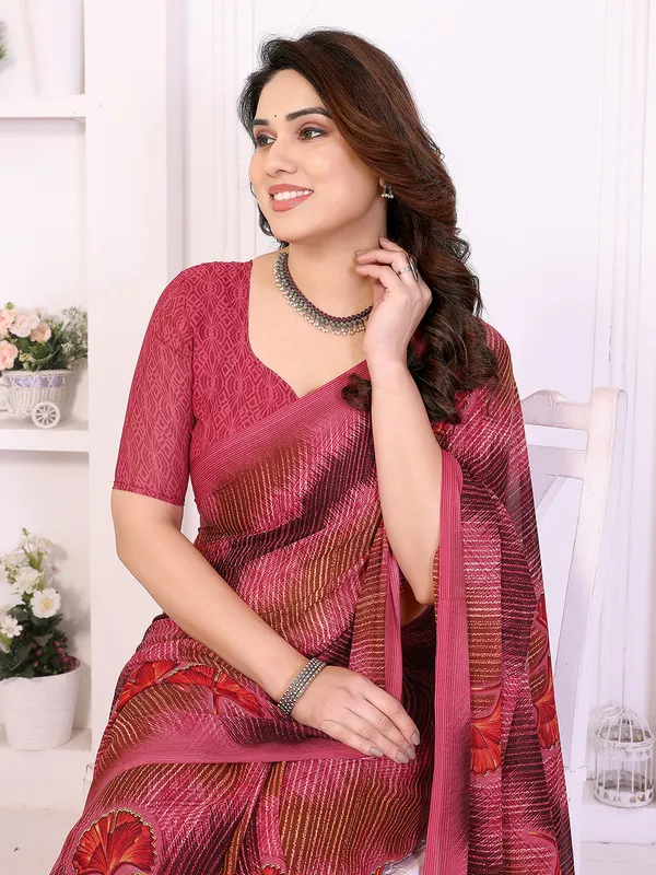 Printed_Georgette_Saree_With_UnStitched_Blouse_Piece_(PINK)