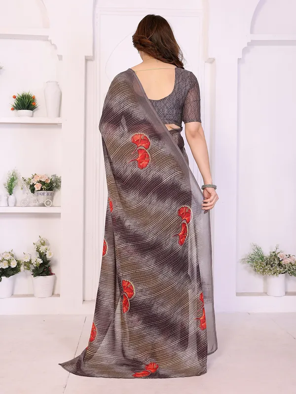 Printed_Georgette_Saree_With_UnStitched_Blouse_Piece_(BROWN)