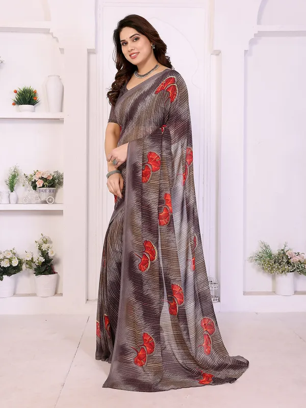 Printed_Georgette_Saree_With_UnStitched_Blouse_Piece_(BROWN)