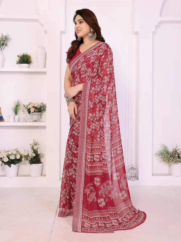 Printed_Georgette_Saree_With_UnStitched_Blouse_Piece_(RED)