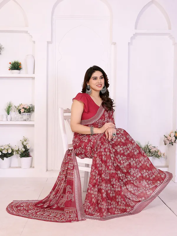 Printed_Georgette_Saree_With_UnStitched_Blouse_Piece_(RED)