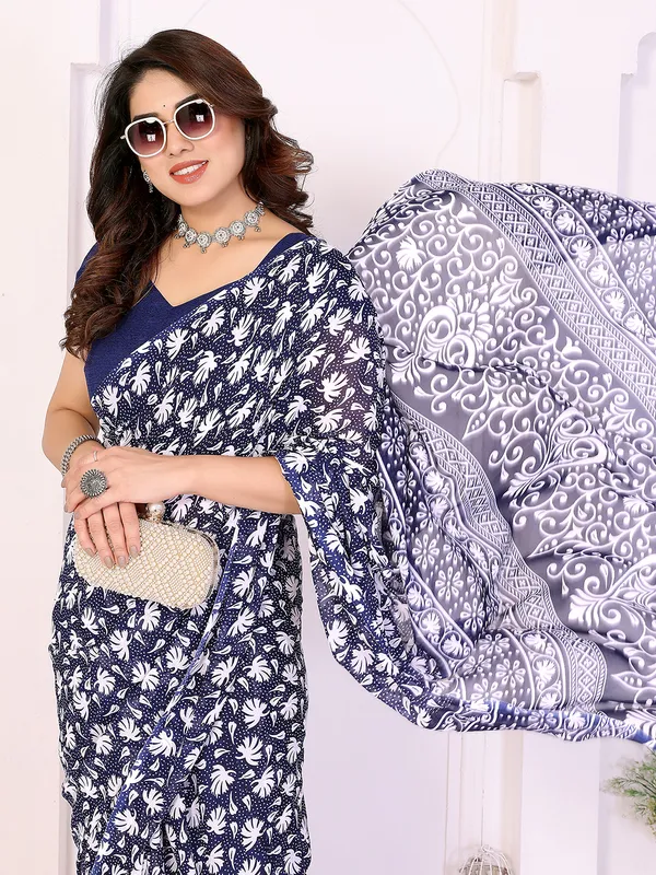 Printed_Georgette_Saree_With_UnStitched_Blouse_Piece_(BLUE)