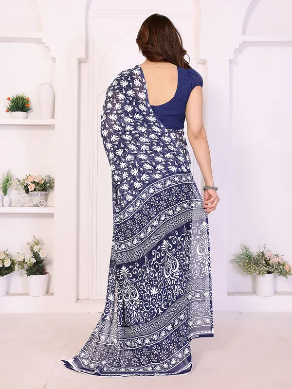 Printed_Georgette_Saree_With_UnStitched_Blouse_Piece_(BLUE)
