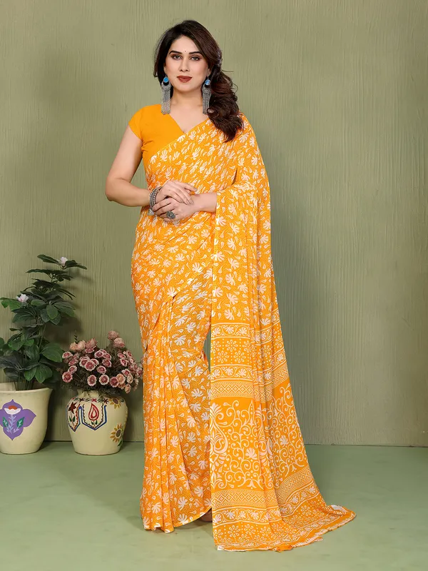 Printed_Georgette_Saree_With_UnStitched_Blouse_Piece_(YELLOW)