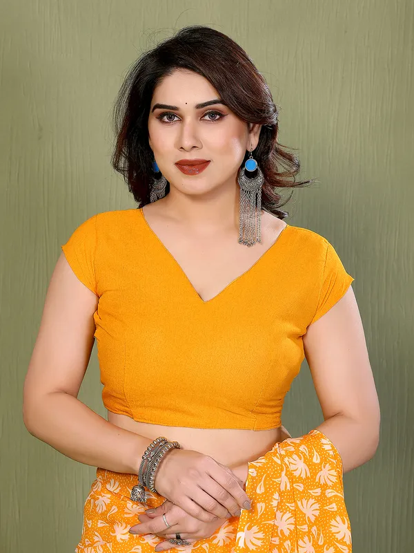 Printed_Georgette_Saree_With_UnStitched_Blouse_Piece_(YELLOW)