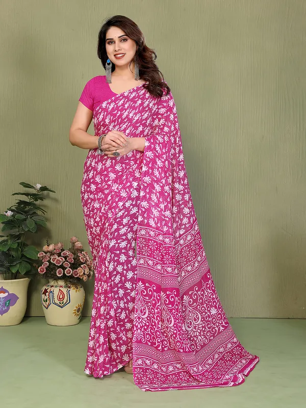 Printed_Georgette_Saree_With_UnStitched_Blouse_Piece_(PINK)