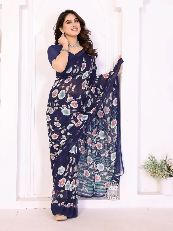 Printed_Georgette_Saree_With_UnStitched_Blouse_Piece_(BLUE)