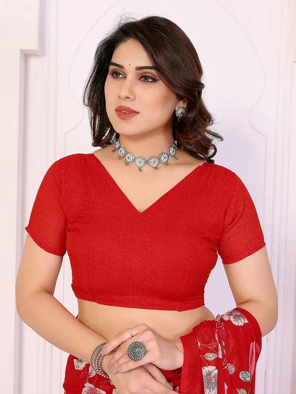 Printed_Georgette_Saree_With_UnStitched_Blouse_Piece_(RED)