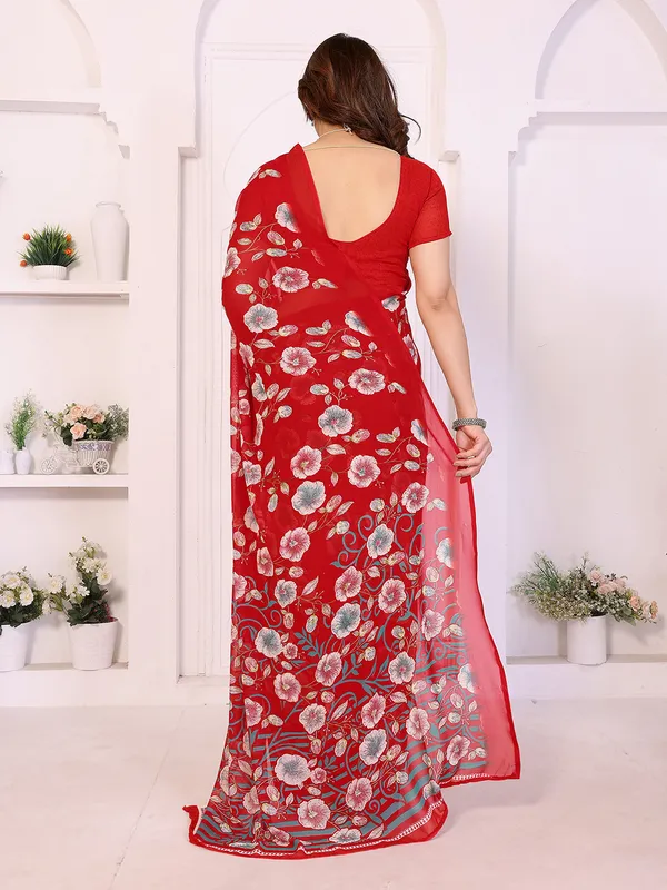 Printed_Georgette_Saree_With_UnStitched_Blouse_Piece_(RED)