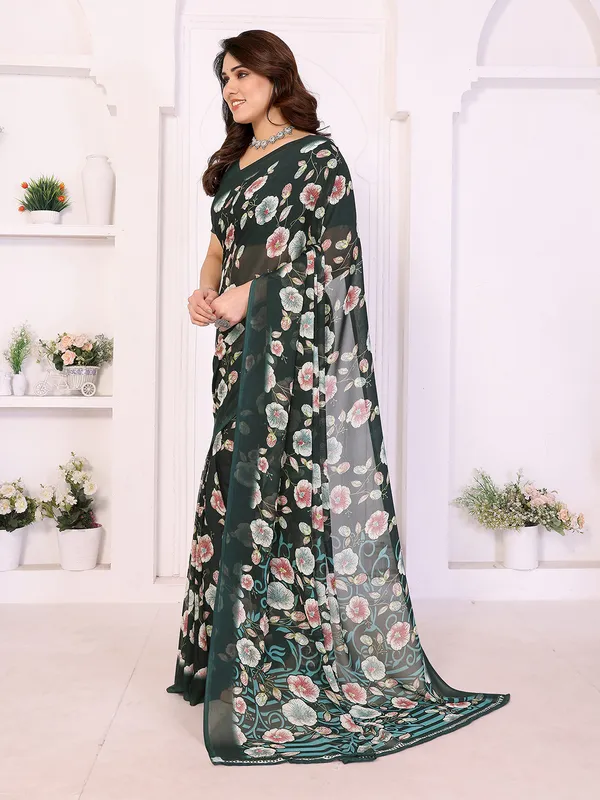 Printed_Georgette_Saree_With_UnStitched_Blouse_Piece_(GREEN)