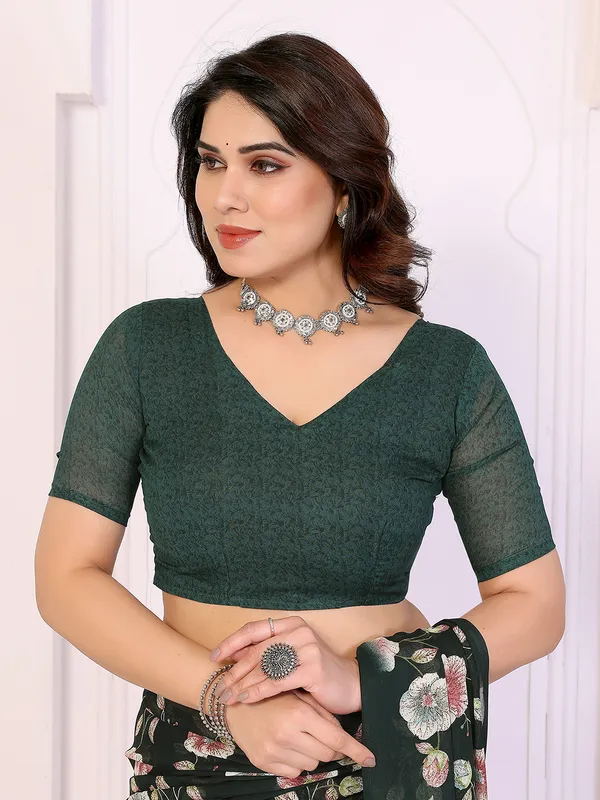 Printed_Georgette_Saree_With_UnStitched_Blouse_Piece_(GREEN)