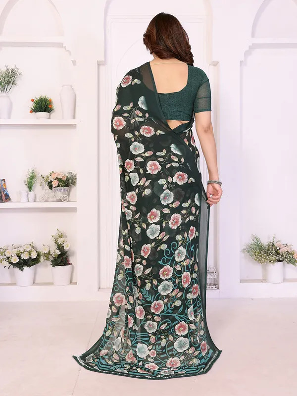 Printed_Georgette_Saree_With_UnStitched_Blouse_Piece_(GREEN)