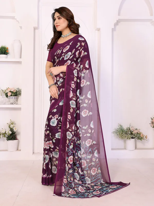 Printed_Georgette_Saree_With_UnStitched_Blouse_Piece_(WINE)