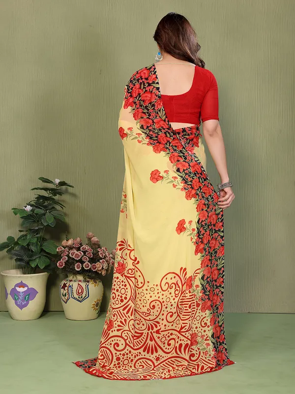 Printed_Georgette_Saree_With_UnStitched_Blouse_Piece_(YELLOW)
