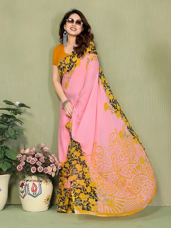 Printed_Georgette_Saree_With_UnStitched_Blouse_Piece_(PINK)