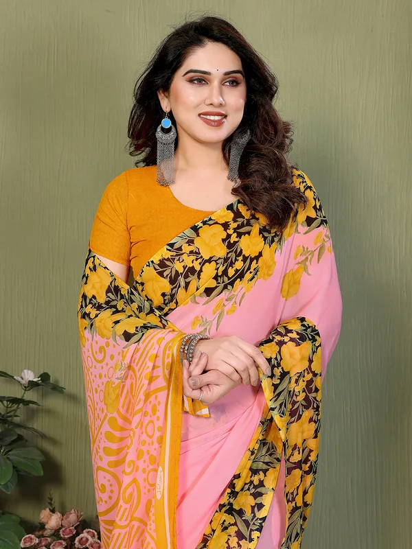 Printed_Georgette_Saree_With_UnStitched_Blouse_Piece_(PINK)