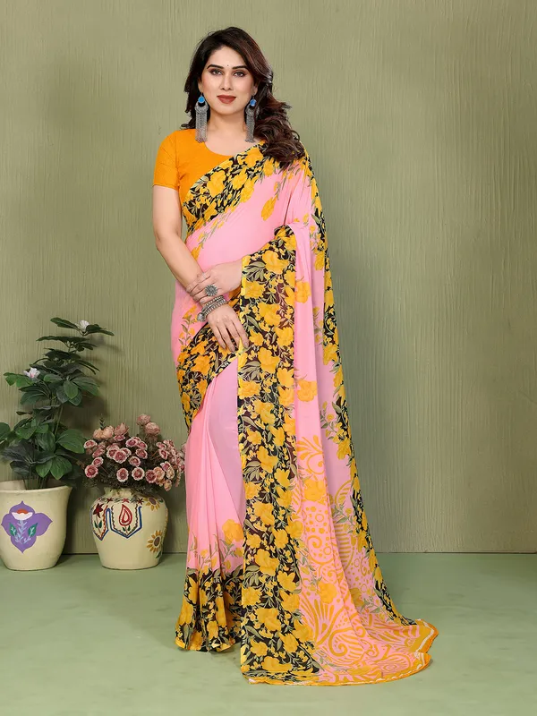 Printed_Georgette_Saree_With_UnStitched_Blouse_Piece_(PINK)