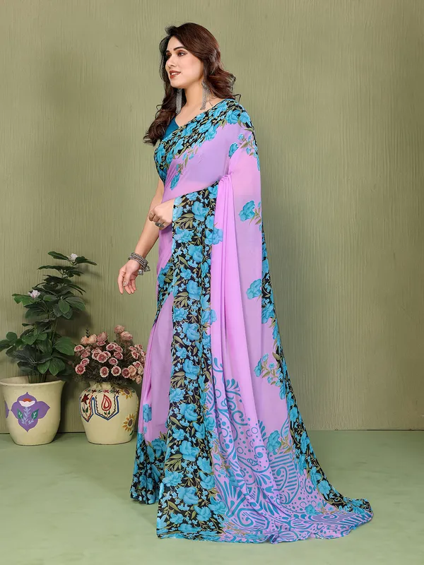 Printed_Georgette_Saree_With_UnStitched_Blouse_Piece_(PURPLE)